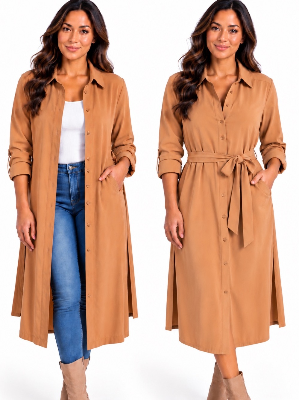 Susan Graver button-front shirt dress/duster